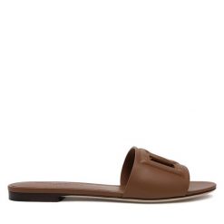 Klapki Dolce&Gabbana. Brązowe klapki damskie Dolce&Gabbana, bez wzorów, bez obcasa. Za 2,159.00 zł.