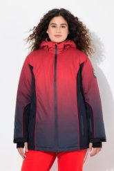 Damskie Kurtka sportowa dradientowa wodoodporna osłona przeciwśnieżna. Niebieskie kurtki narciarskie i snowboardowe damskie Ulla Popken, plus size, bez wzorów, z elastanu, z kapturem, snowboardowy. Za 849.99 zł.