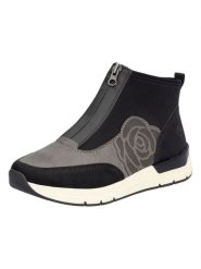 Rieker Slippersy w kolorze szaro-czarnym rozmiar: 36. Czarne botki damskie Rieker, bez obcasa, bez zapięcia. Za 130.81 zł.