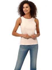Heine Top w kolorze kremowym rozmiar: 48. Brązowe topy damskie Heine, bez wzorów, bez kołnierzyka. Za 47.94 zł.