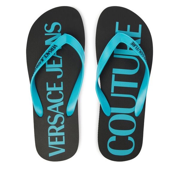Japonki Versace Jeans Couture. Niebieskie klapki i japonki męskie Versace Jeans Couture, z jeansu. Za 249.99 zł.