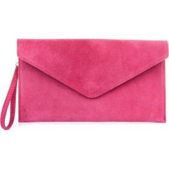 Kopertówka skórzana fuksja N12. Czerwone torebki wieczorowe bez wzorów, z materiału, eleganckie, bez kołnierzyka, bez ramiączek. Za 93.49 zł.
