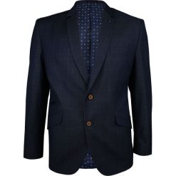 Elegancka Granatowa Marynarka -CASINO- Taliowana, 2 Guziki, w Delikatną Grubą Kratkę, Dwa Rozcięcia. Niebieskie marynarki męskie Casino, bez wzorów, z poliesteru. Za 619.00 zł.