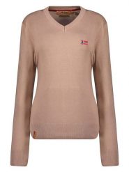 Geographical Norway Sweter "Falonne" w kolorze jasnobrązowym rozmiar: XXL. Brązowe swetry klasyczne damskie Geographical Norway, xxl, bez kołnierzyka. Za 96.83 zł.
