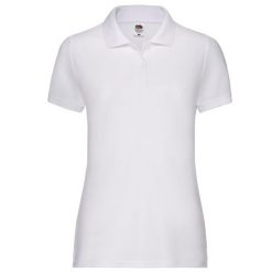 Koszulka Polo Damska 65/35 Pique. Białe bluzki sportowe damskie Fruit of the Loom, xs, bez wzorów, bez ramiączek. Za 78.99 zł.