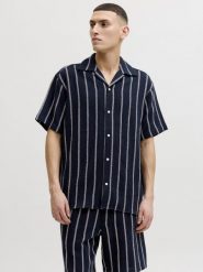 Jack & Jones koszula z krótkim rękawem - Jorcoba Mężczyźni Bawełna (100%) niebieski, M. Niebieskie koszule męskie Jack & Jones, na lato, m, bez wzorów, z bawełny, bez kołnierzyka, bez ramiączek. Za 139.95 zł.