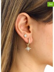 Miu Silver Pozłacane kolczyki (2 szt.) z cyrkoniami rozmiar: onesize. Szare kolczyki damskie Miu Silver, z cyrkonią, pozłacane. Za 100.99 zł.