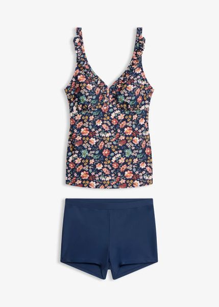 Tankini z regulowanymi ramiączkami (2 części). Niebieskie bikini damskie bonprix, bez wzorów. Za 127.99 zł.