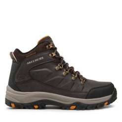 Trapery Skechers. Brązowe buty zimowe męskie Skechers, bez zapięcia. Za 299.99 zł.