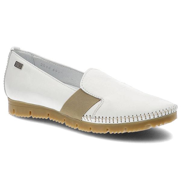 Mokasyny damskie Simen, wsuwane z miękkiej naturalnej skóry, białe, 6999. Białe mokasyny damskie Simen, z gumy. Za 179.00 zł.