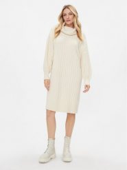 Tom Tailor Sukienka dzianinowa 1040038 Beżowy Regular Fit. Brązowe sukienki damskie Tom Tailor, bez wzorów, z bawełny, bez kołnierzyka, bez ramiączek. Za 469.99 zł.