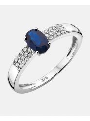 Revoni Złoty pierścionek z diamentami i szafirem rozmiar: 58. Niebieskie pierścionki damskie Revoni, z diamentem, złote. Za 1,609.99 zł.