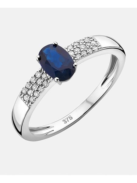 Revoni Złoty pierścionek z diamentami i szafirem rozmiar: 58. Niebieskie pierścionki damskie Revoni, z diamentem, złote. Za 1,609.99 zł.