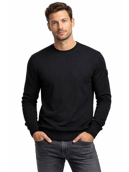 Geographical Norway Sweter "Famballe" w kolorze czarnym rozmiar: L. Czarne swetry męskie Geographical Norway, l, bez wzorów, z bawełny, bez kołnierzyka. Za 100.75 zł.