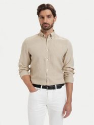 BOSS Koszula H-Liam 50556077 Beżowy Regular Fit. Brązowe koszule męskie Boss, m, bez wzorów, ze lnu, bez kołnierzyka, bez ramiączek. Za 599.99 zł.