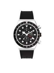 Timex Zegarek Q Timex Three Time Zone Chronograph TW2V70000 Czarny. Czarne, analogowe zegarki męskie Timex. Za 639.99 zł.