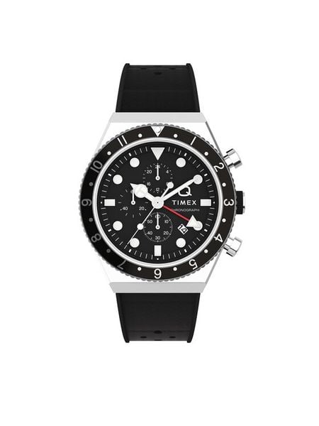 Timex Zegarek Q Timex Three Time Zone Chronograph TW2V70000 Czarny. Czarne, analogowe zegarki męskie Timex. Za 1,090.00 zł.