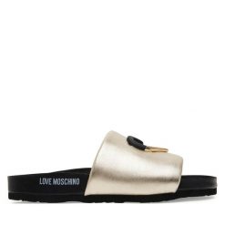 Klapki LOVE MOSCHINO. Żółte klapki damskie Love Moschino, bez wzorów, bez obcasa. Za 679.99 zł.