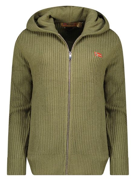 Geographical Norway Kardigan w kolorze khaki rozmiar: XXL. Brązowe kardigany damskie Geographical Norway, xxl, bez wzorów, ze splotem. Za 109.26 zł.