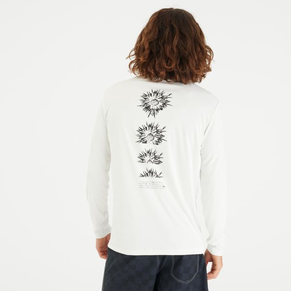 Koszulka UV surfingowa męska Decathlon Flower UPF50+ długi rękaw. Białe koszulki męskie z długim rękawem Decathlon, m, z dzianiny. Za 59.99 zł.