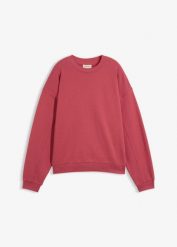 Bluza oversize z czystej bawełny organicznej. Czerwone bluzy bez kaptura damskie bonprix, z bawełny. Za 99.99 zł.