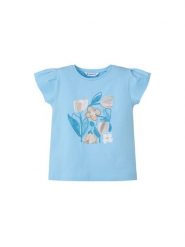 Mayoral T-Shirt 3015 Błękitny Regular Fit. Niebieskie koszulki dziewczęce Mayoral, bez wzorów, z bawełny, bez ramiączek. Za 59.99 zł.