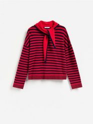Sweter z ozdobnym wiązaniem - wielobarwny. Swetry klasyczne damskie Reserved, l, z dzianiny, bez kołnierzyka. Za 149.99 zł.