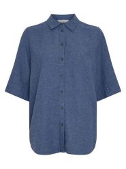 MOSS COPENHAGEN Koszula "Viana" w kolorze granatowym rozmiar: M/L. Niebieskie koszule damskie MOSS COPENHAGEN, l, bez wzorów, bez kołnierzyka, bez ramiączek. Za 164.95 zł.