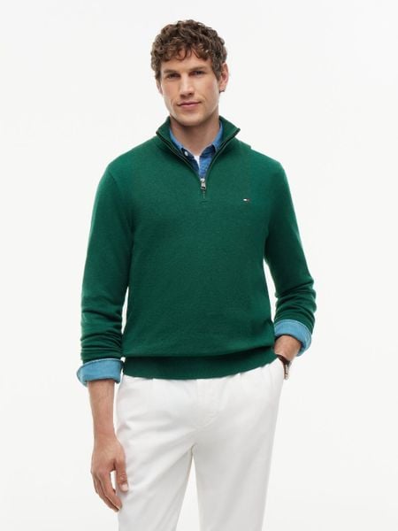 Tommy Hilfiger Sweter z zawartością kaszmiru Mężczyźni Bawełna zielony, L. Zielone swetry męskie Tommy Hilfiger, l, bez wzorów, z bawełny, bez kołnierzyka. Za 569.95 zł.