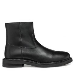 Botki Geox. Czarne botki damskie Geox, bez obcasa, na płaskiej podeszwie, bez zapięcia. Za 469.99 zł.