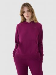 4F Bluza dresowa nierozpinana z kapturem damska - fioletowa S. Fioletowe bluzy z kapturem damskie 4f, s, z bawełny. W wyprzedaży za 99.99 zł.