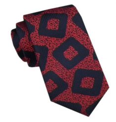 Elegancki Męski Krawat - Alties - Czerwień w Duże Wzory. Czerwone krawaty i muchy męskie Alties, bez wzorów, z tkaniny, eleganckie. Za 49.00 zł.