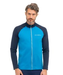 Bluza dresowa termoaktywna rozpinana męska Brubeck Athletic. Niebieskie bluzy sportowe męskie Brubeck, bez wzorów, z dresówki, bez kołnierzyka, bez ramiączek. Za 239.99 zł.