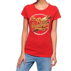 Koszulka turystyczna damska Superdry The Real Sparkle Entry. Czerwone bluzki sportowe damskie Superdry., xs, bez wzorów, z bawełny, bez ramiączek. Za 92.00 zł.
