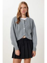 Happiness Istanbul Kardigan w kolorze szarym rozmiar: onesize. Szare kardigany damskie Happiness Istanbul, bez wzorów, ze splotem. Za 60.99 zł.