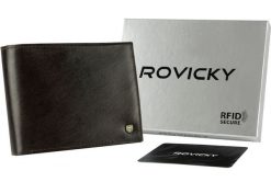 Portfel c. brązowy Rovicky N61-RVT-3197 D.Br. Brązowe portfele męskie ROVICKY, bez wzorów, ze skóry. Za 65.99 zł.