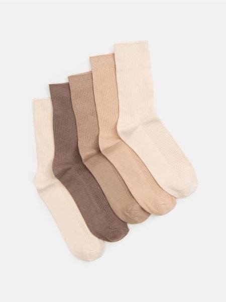 Długie skarpety w prążek 5 pack - wielobarwny. Skarpetki damskie Sinsay, bez wzorów. Za 17.99 zł.
