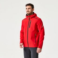 Kurtka softshell żeglarska męska Decathlon 500. Szare kurtki męskie Decathlon, m, bez wzorów, z materiału, z kapturem. Za 229.99 zł.