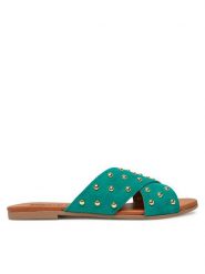 Pieces Klapki 17156837 Zielony. Zielone klapki damskie Pieces, bez wzorów, ze skóry, bez obcasa. Za 139.99 zł.