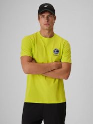 4F T-shirt regular z nadrukiem męski - zielony M. Zielone t-shirty męskie 4f, m, bez wzorów, z bawełny, bez kołnierzyka. Za 69.99 zł.