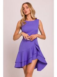 Made of emotion Sukienka w kolorze fioletowym rozmiar: S. Różowe sukienki damskie Made Of Emotion, s, bez wzorów, z asymetrycznym kołnierzem, bez ramiączek, mini, asymetryczne. Za 249.99 zł.