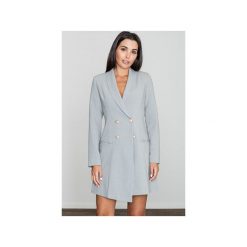 Sukienka M447zary. Szare sukienki damskie Figl, m, bez wzorów, eleganckie, bez kołnierzyka, bez ramiączek, kopertowe. Za 199.00 zł.