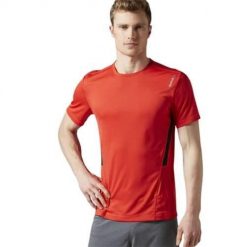 Koszulka sportowa męska Reebok AY2413. Czerwone t-shirty sportowe męskie Reebok, l, z dresówki, bez ramiączek, do biegania. Za 124.00 zł.