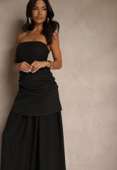 Czarna Sukienka Koktajlowa z Dekoltem Bandeau Ozdobiona Marszczeniem Folimmea. Czarne sukienki damskie Renee, m, bez wzorów, eleganckie, bez kołnierzyka, bez ramiączek, maxi, kopertowe. W wyprzedaży za 125.99 zł.