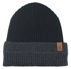 Jesienno-Zimowa Czapka (beanie) – Alties - Czarna z Grafitem. Czarne czapki męskie Alties, na zimę, bez wzorów, z dzianiny, sportowe. Za 59.00 zł.