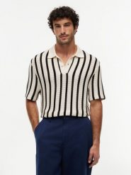 Tommy Hilfiger koszulka polo z dzianiny Mężczyźni Bawełna (100%) beżowy|czarny, L. Brązowe koszulki polo męskie Tommy Hilfiger, l, bez wzorów, z bawełny, bez ramiączek. Za 379.95 zł.