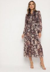 Szara Rozkloszowana Sukienka z Wiązanym Paskiem i Metaliczną Nicią Nalirina. Szare sukienki damskie Born2be, na co dzień, l, z aplikacjami, z elastanu, eleganckie, bez kołnierzyka, bez ramiączek, maxi, proste. Za 129.99 zł.