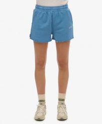 Superdry Szorty Essential Logo Garment Dye – 100% bawełna organiczna, luźny krój. Niebieskie szorty damskie Superdry., bez wzorów, z bawełny, z podwyższonym stanem. Za 164.40 zł.