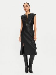 Bruuns Bazaar Sukienka skórzana Agathea BBW4183 Czarny Slim Fit. Czarne sukienki damskie Bruuns Bazaar, bez wzorów, ze skóry, bez kołnierzyka, bez ramiączek. Za 1,739.00 zł.