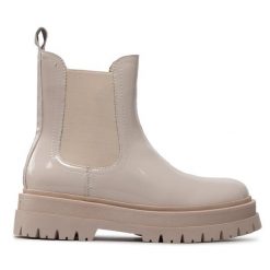 Sztyblety DeeZee. Brązowe botki damskie DeeZee, bez obcasa, na płaskiej podeszwie, bez zapięcia. Za 139.99 zł.